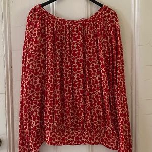 Hazel Brown Rose Print Silk Top